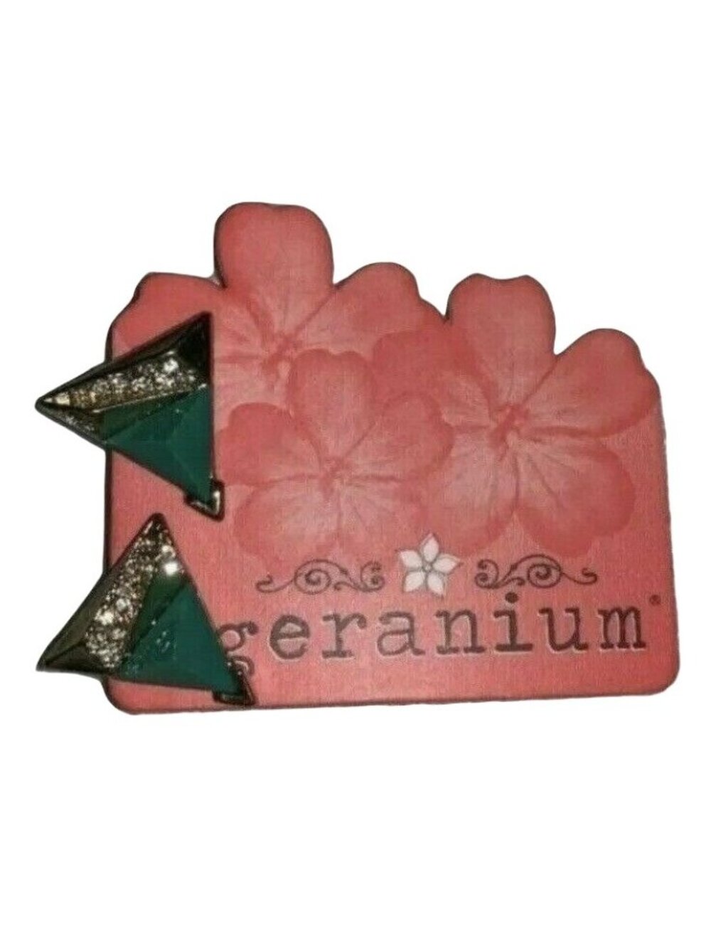 Geranium Earrings Studs Green Gold Rhinestones Triangle Pyramid